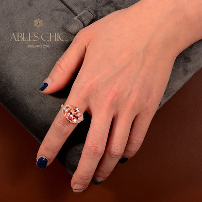 Orange Spinel Solitaire Ring R0927
