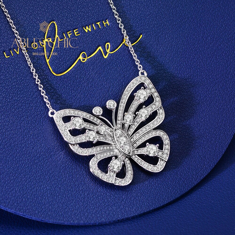 Paved Butterfly Necklace P0638