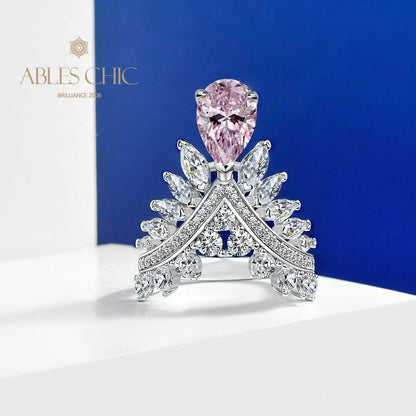 Sapphire Pear Crown Ring R1532