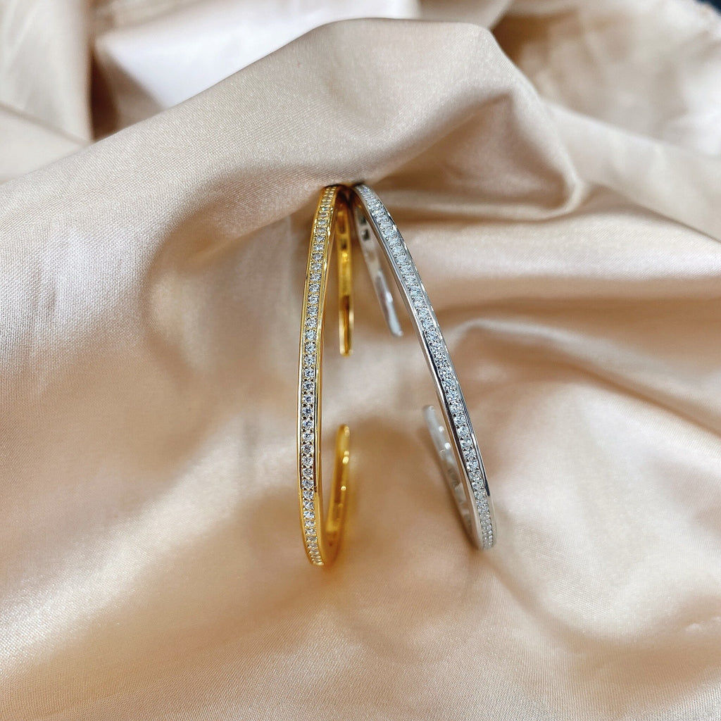 Paved Narrow Open Bangle B0880