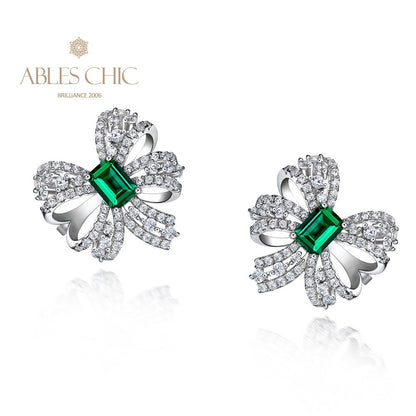 Bowtie Emerald Butterfly Earrings E0400