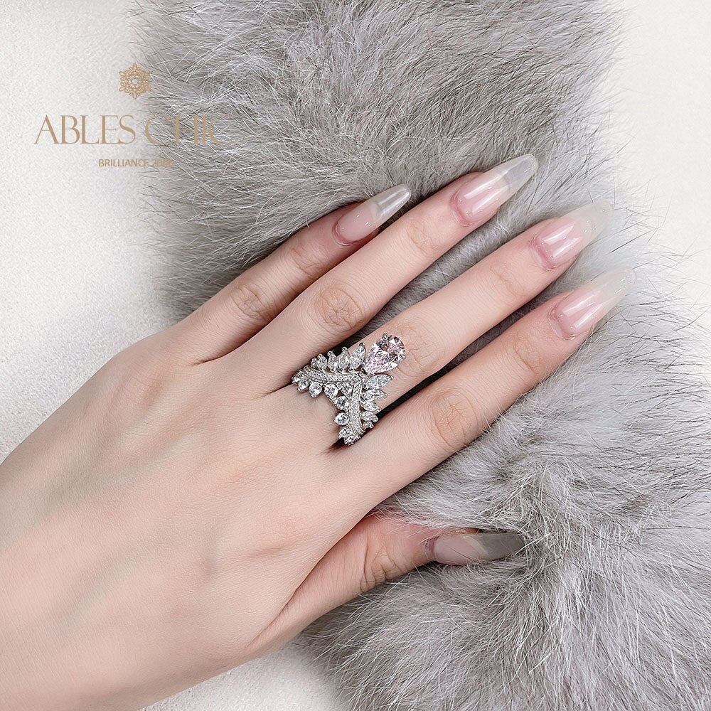 Sapphire Pear Crown Ring R1532