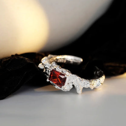 Alien Texture Garnet CZ Ring R1248