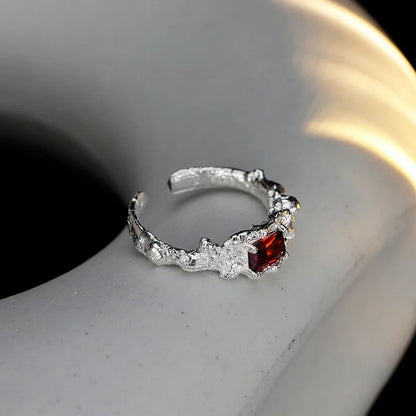 Alien Texture Garnet CZ Ring R1248