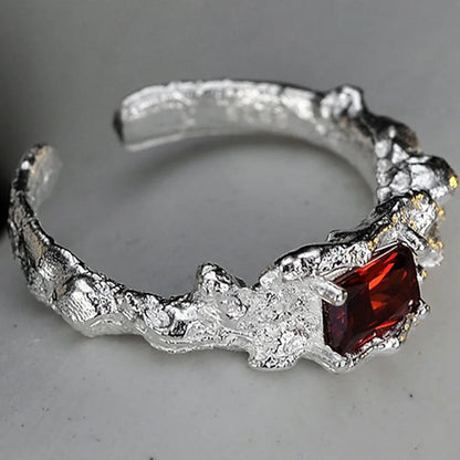 Alien Texture Garnet CZ Ring R1248