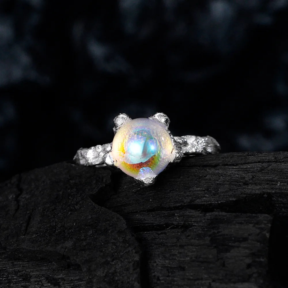Textured Moon Stone Ring R1267
