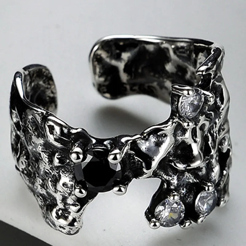 Beaten Texture Irregular Ring R1250