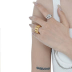 Beaten Links Hammered Ring R14