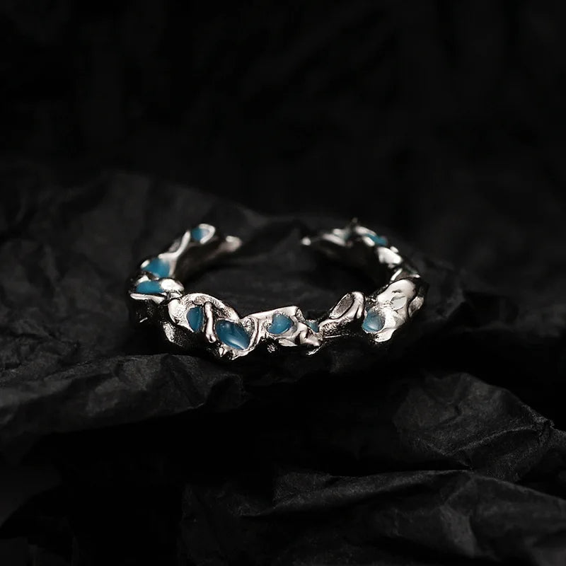 Blue Enamel Irregular Ring R1162