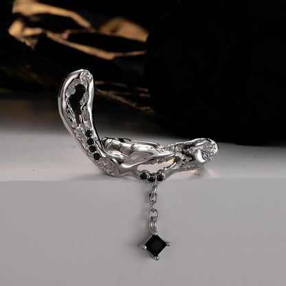 Chained Drop Irregular Ring R1170