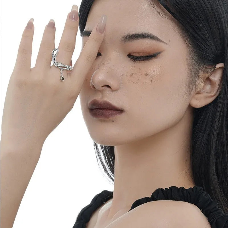 Chained Drop Irregular Ring R1170