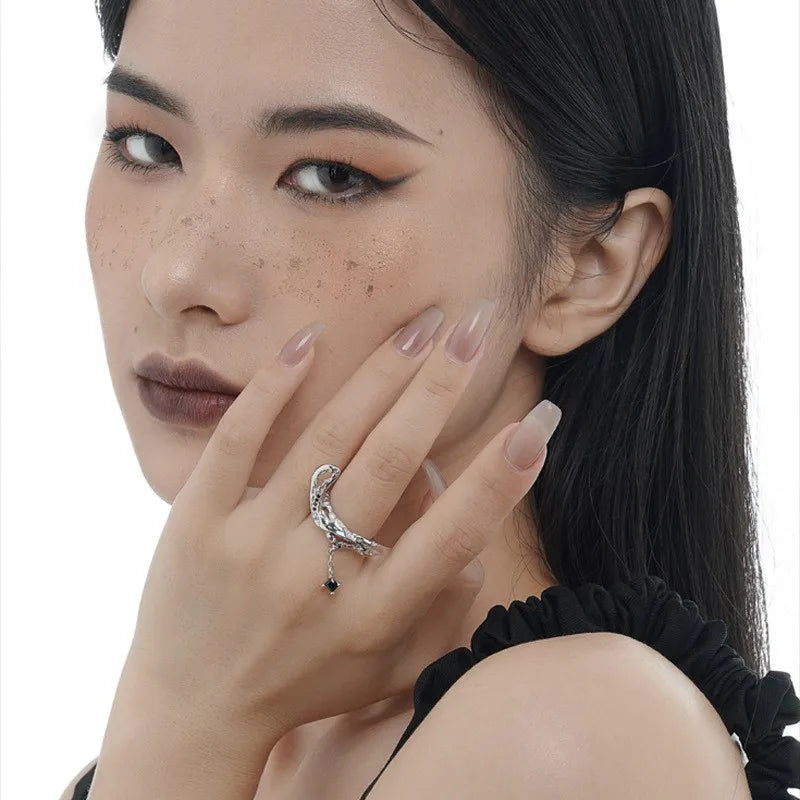 Chained Drop Irregular Ring R1170