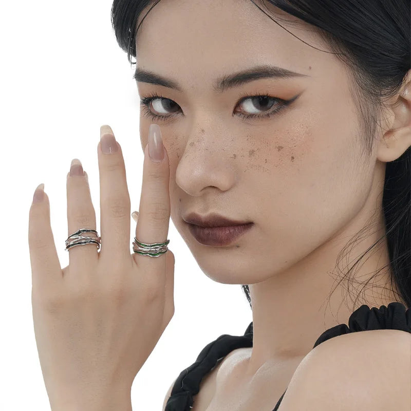 Enamel Strip Wide Irregular Ring R1242