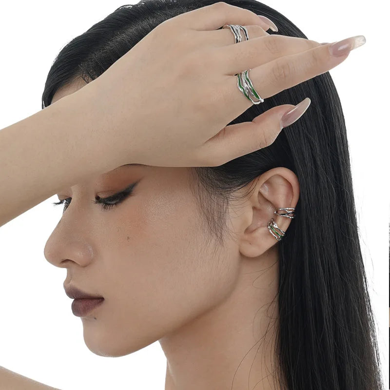 Enamel Strip Wide Irregular Ring R1242