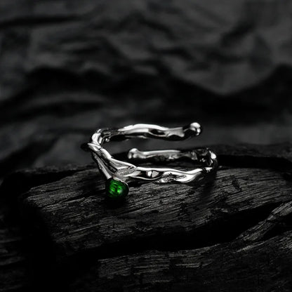 Bague Alien en émail vert R1241