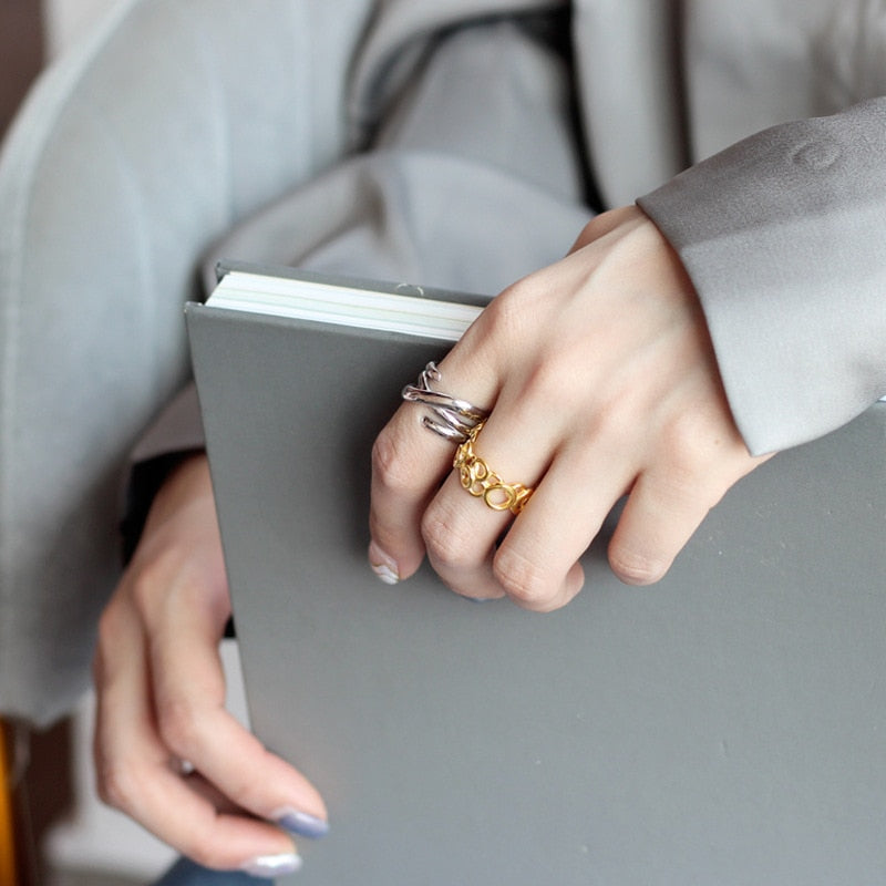 Bague irrégulière à bandes géométriques R1148