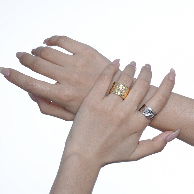 Wide Textured Thick Ring R1037