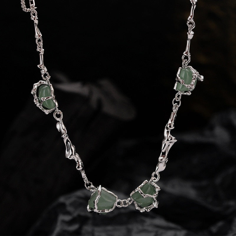 Jade Irregular Chained Necklace N1014