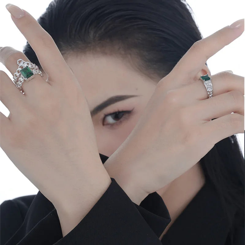 Hammered Irregular CZ Ring R1244