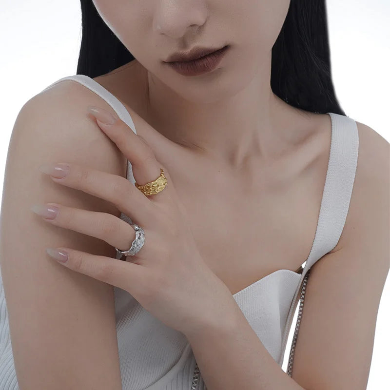 Handmade Irregular Beaten Ring R162