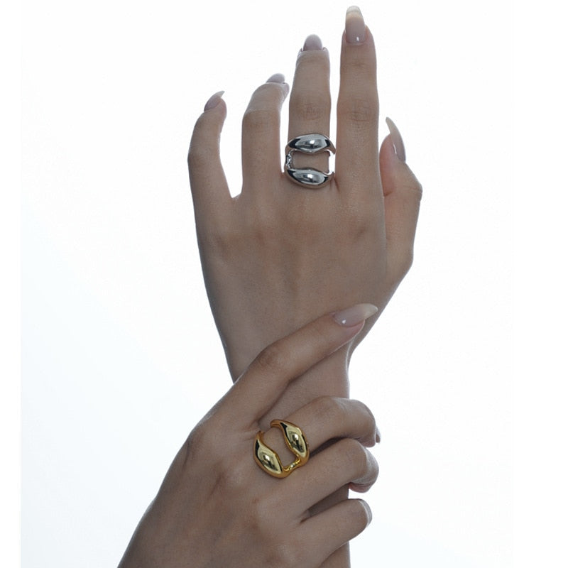 Thick Organic Pattern Ring R1071