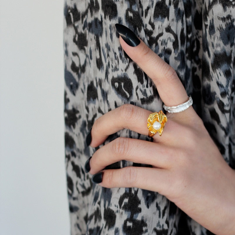 Impressionist Flower Pearl Ring R1010