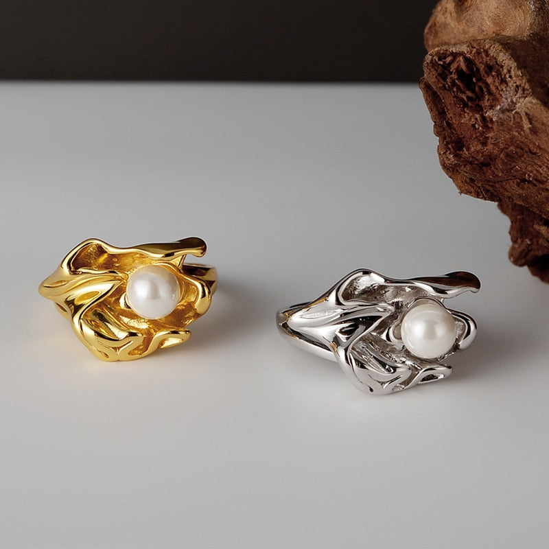 Impressionist Flower Pearl Ring R1010