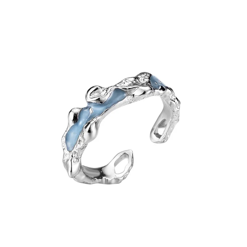 Irregular Blue Enamel Ring R1223