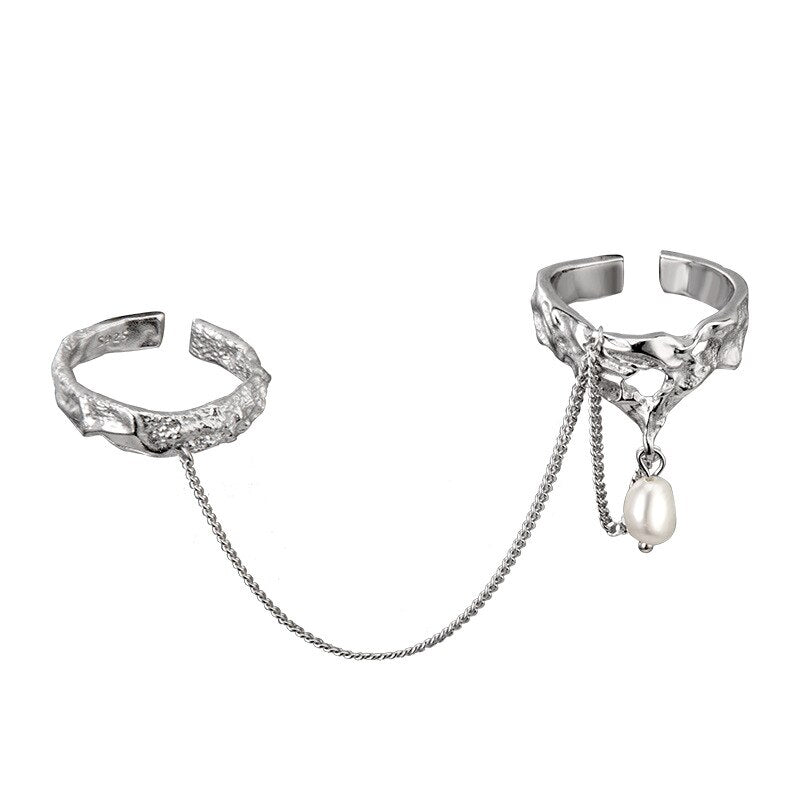 Chained Pearl Alien Pattern Ring R1266