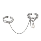 Chained Pearl Alien Pattern Ring R1266