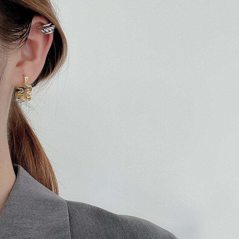 Irregular Folds Hoop Earrings E1042