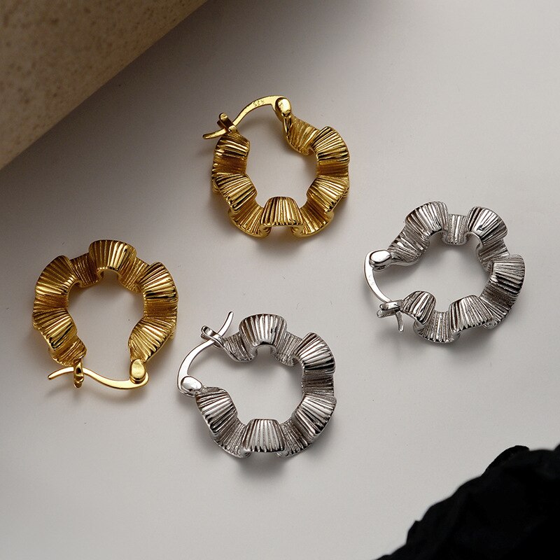 Irregular Folds Hoop Earrings E1042