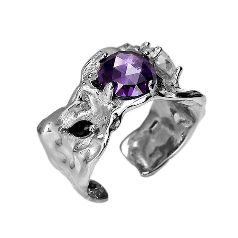 Purple Zircons Alien Ring R1236