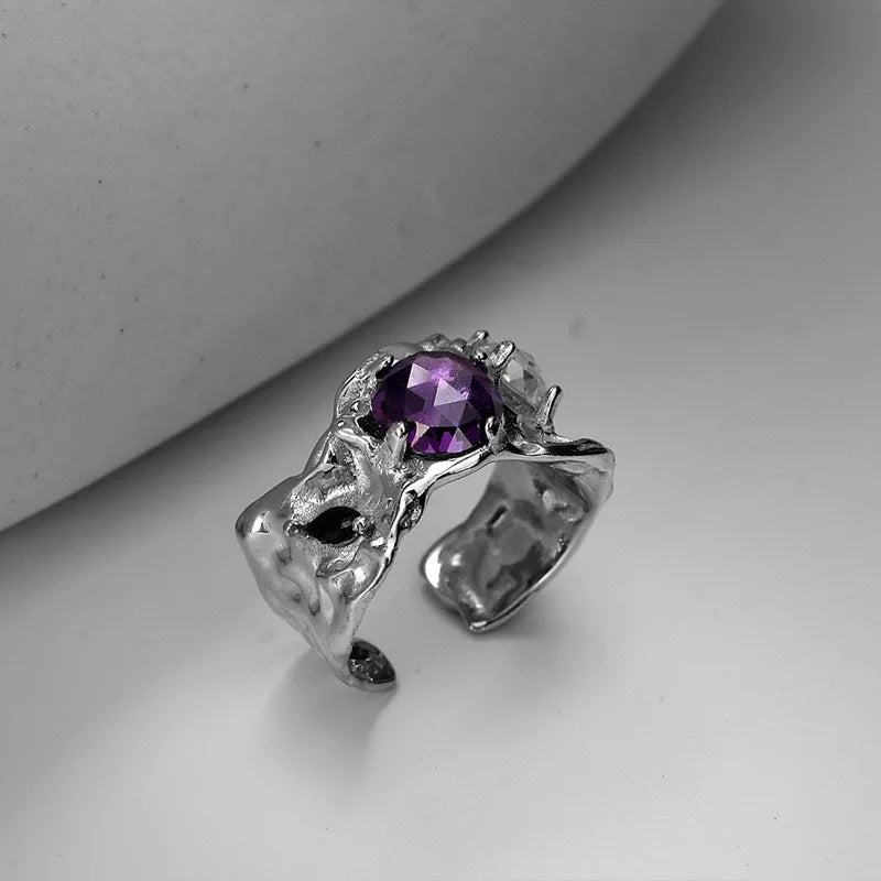 Purple Zircons Alien Ring R1236