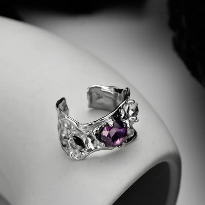 Purple Zircons Alien Ring R1236