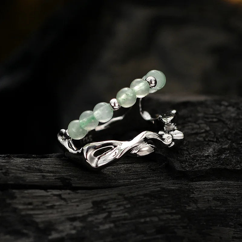 Jade Beads Irregular Ring R1171