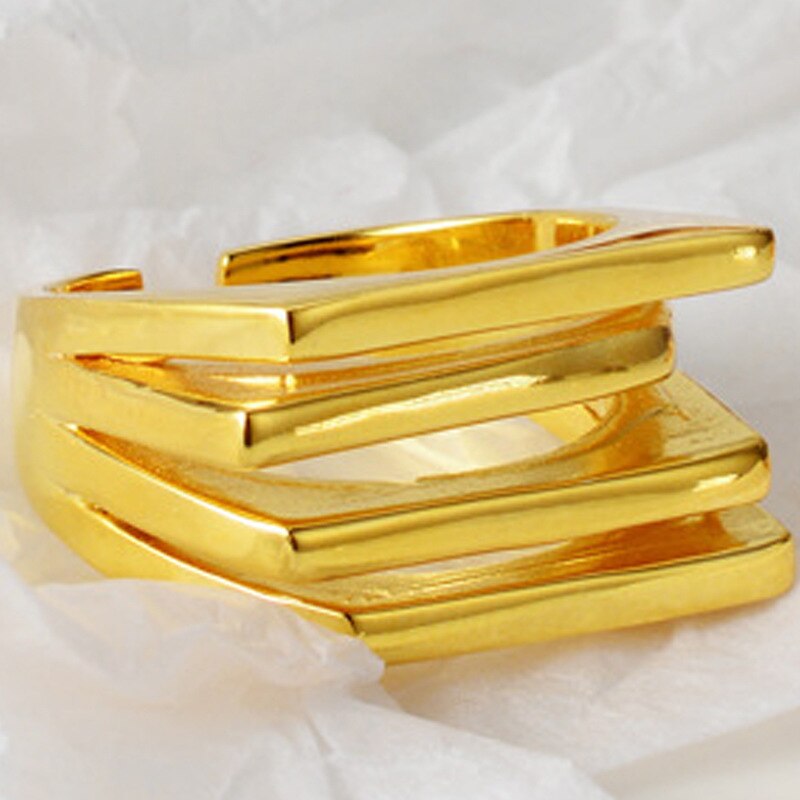 Layered Square Thick Ring R1039