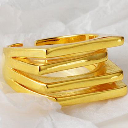 Layered Square Thick Ring R1039