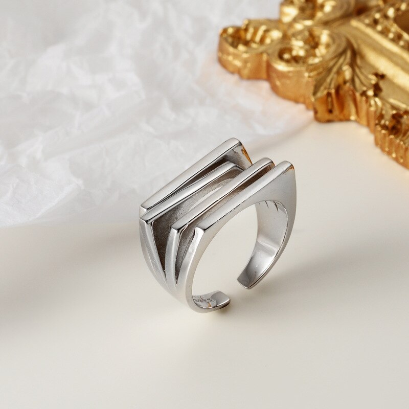 Layered Square Thick Ring R1039