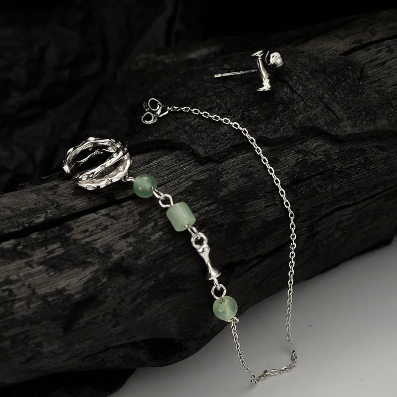 Long Chain Jade Ear Cuff E1152, 1 Piece