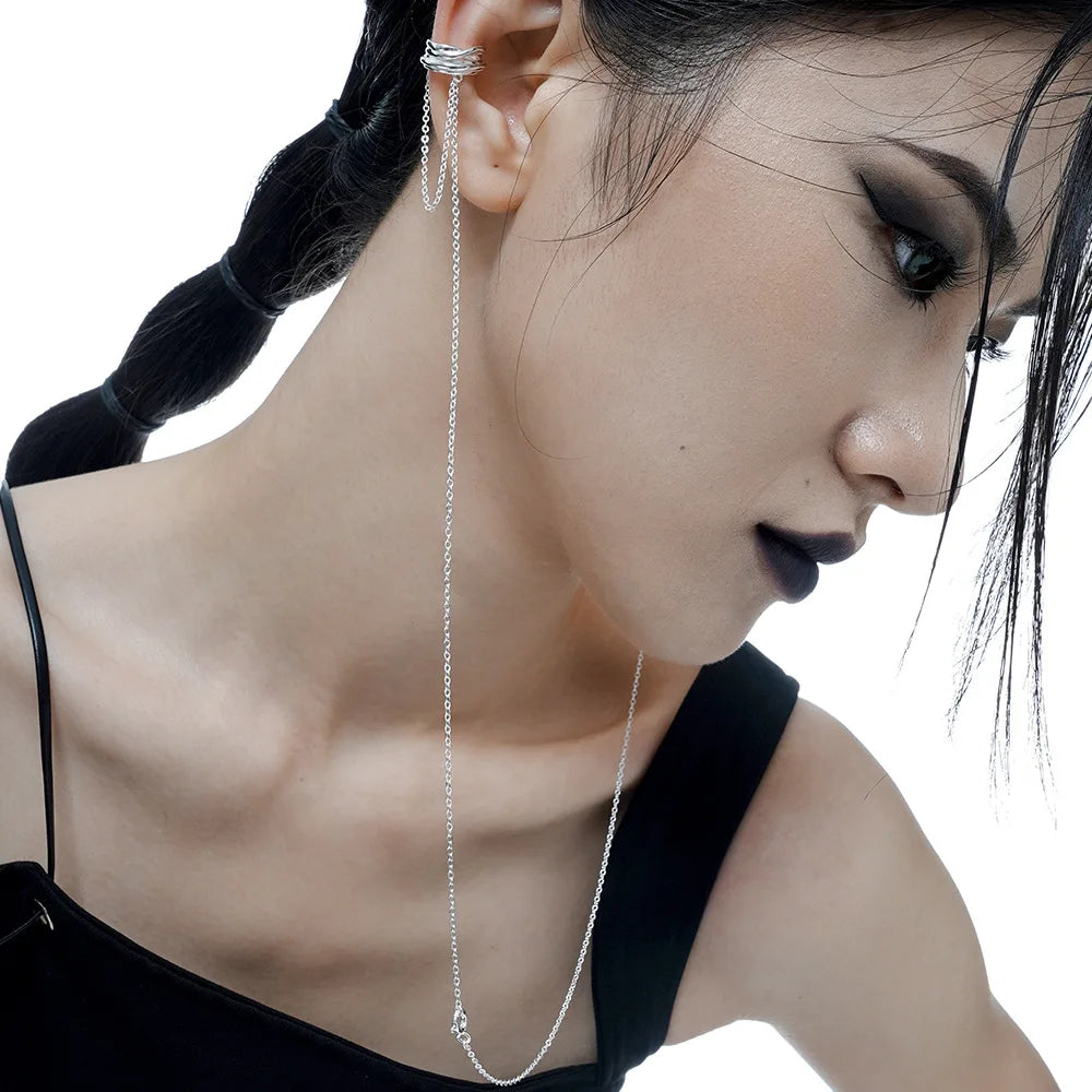 Long Chain Hoops Ear Cuff E1173