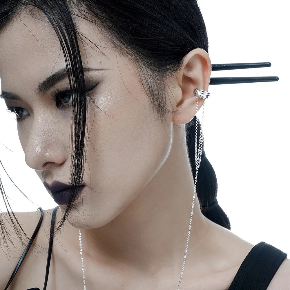 Long Chain Hoops Ear Cuff E1173