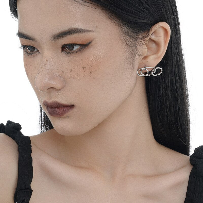 Irregular Hoops Ear Studs E1024