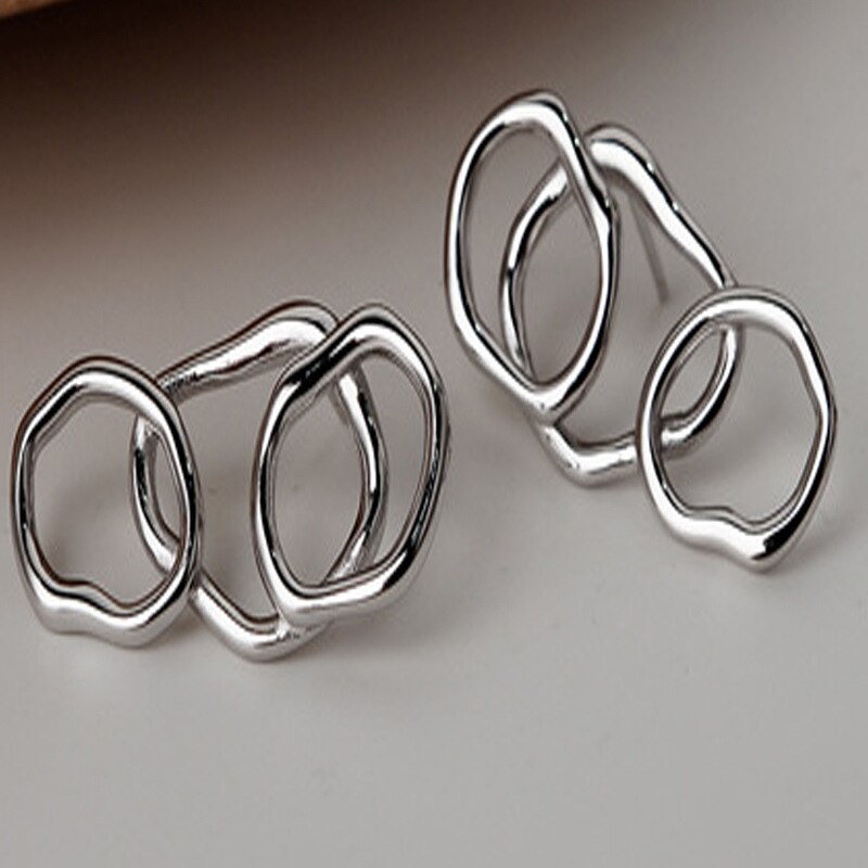 Irregular Hoops Ear Studs E1024