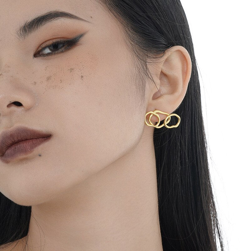 Irregular Hoops Ear Studs E1024