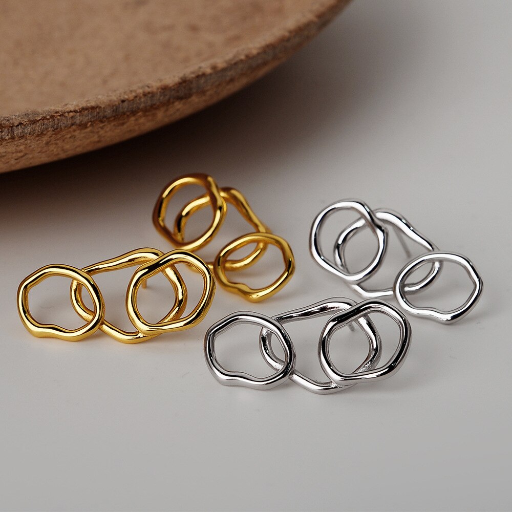 Irregular Hoops Ear Studs E1024