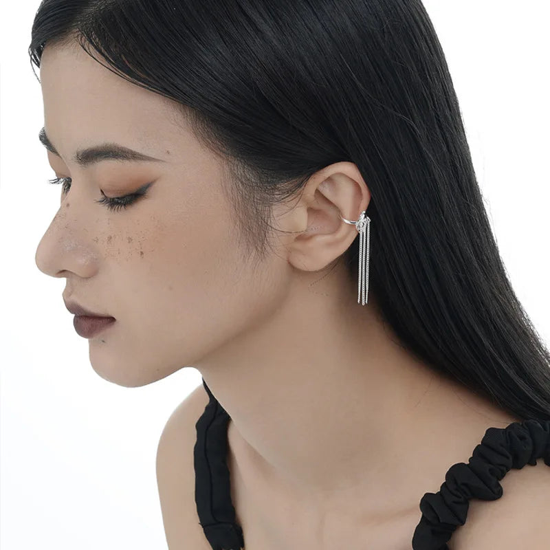 Tassel Chain Heart Ear Cuffs E1139, 1 Piece