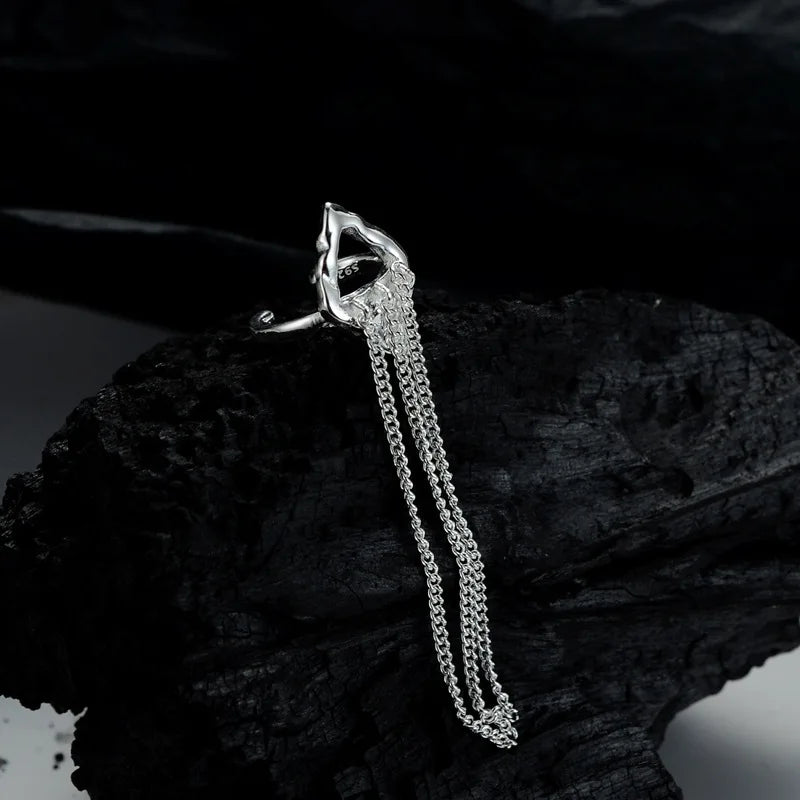 Tassel Chain Heart Ear Cuffs E1139, 1 Piece