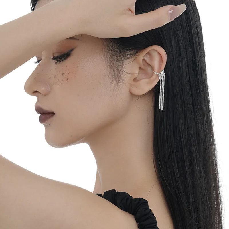 Tassel Chain Heart Ear Cuffs E1139, 1 Piece