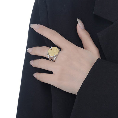 Matte Coin Thick Disc Ring R1208